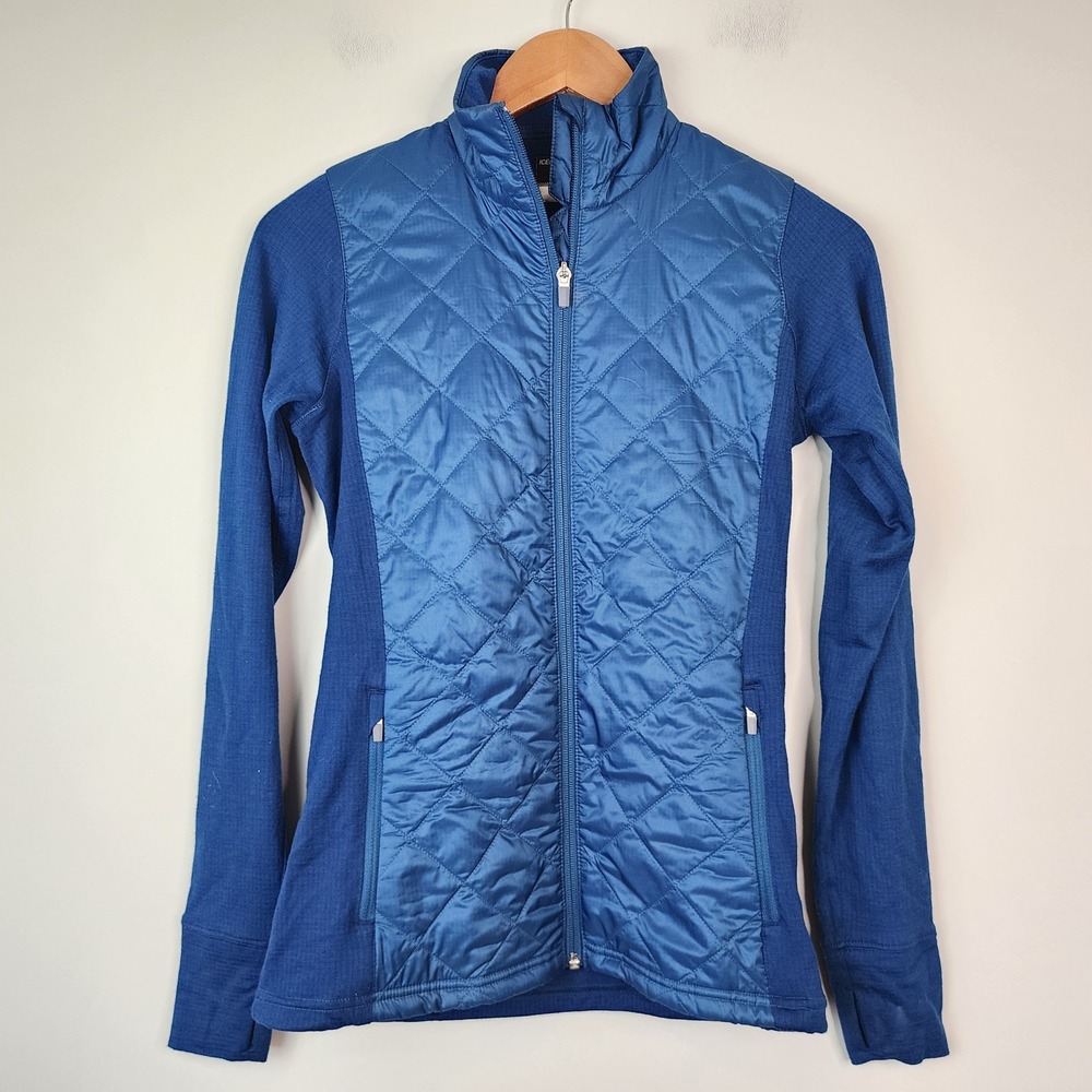 Icebreaker Merino GT Quilted Hybrid Jacket Women S Blue Thumbhole Full Zip - Picture 2 of 10